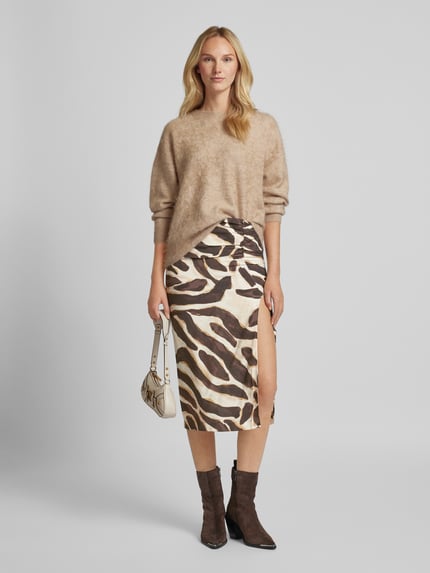 MANGO Midirock mit seitlicher Raffung Modell 'POSITO' Beige 1
