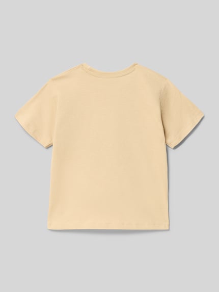 Produktfoto, Regular Fit T-Shirt mit Motiv-Print von Mayoral, Kinder T-Shirt aus reiner Baumwolle, Rundhalsausschnitt, beige, schlichte Struktur