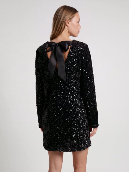 PIECES Paillettenkleid mit Rückenausschnitt Modell 'PCKAMMY' Black 5