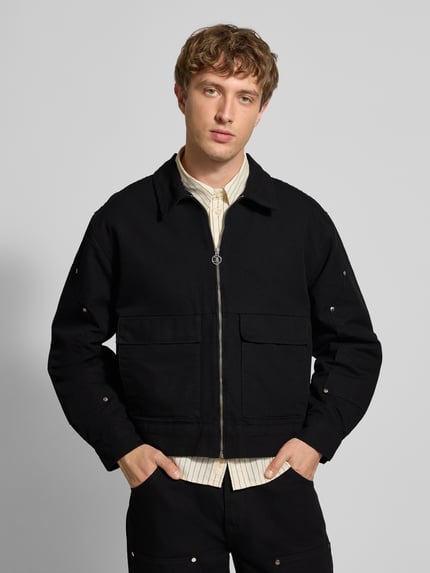 Edwin Overhemdjack van wol met klepzakken Model 'DOGMA WORK JACKET' Zwart - 4