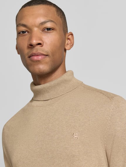 LERROS sweter z dzianiny o kroju regular fit z golfem Beżowy 3