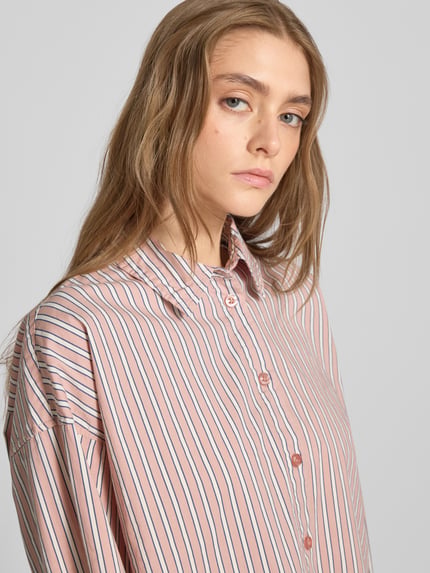 REVIEW Regular fit overhemdblouse met labelstitching Oudroze - 3