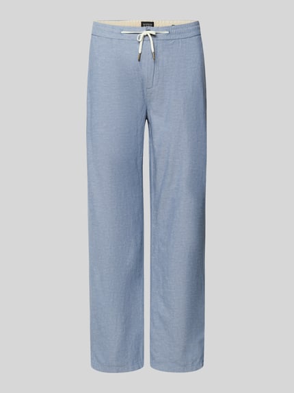 Produktfoto, Jogpants aus Baumwoll-Leinen-Mix Modell 'WARREN' von Scotch & Soda in Hellblau, Regular Fit, elastischer Bund, glatte Textur
