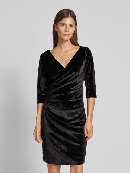 Paradi Knielange cocktailjurk in wikkellook Zwart - 4