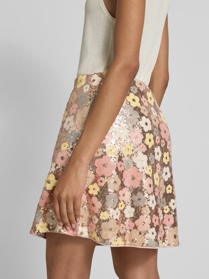 YAS High Waist Minirock mit Pailletten Modell 'LALEA' Rosa 3