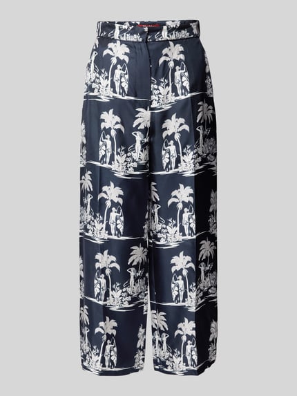 Max Mara Studio Straight leg stoffen broek met persplooien, model 'PAGLIE' Marineblauw - 2
