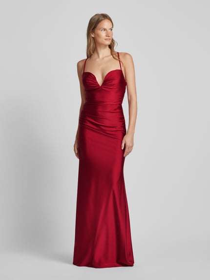 unique Talliertes Abendkleid mit Raffungen Rot 4