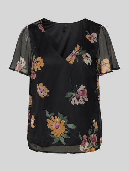 VERO MODA Blouseshirt met transparante mouwen, model 'SMILLA' Zwart - 2