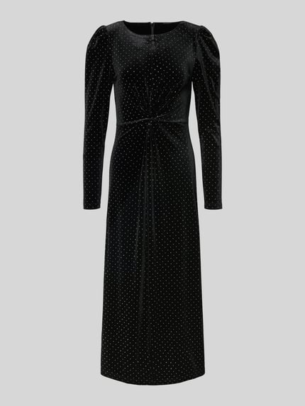YAS Cocktailjurk van fluweel met mohair, model 'HELLA' Metallic zwart - 2