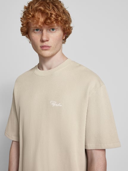 PEGADOR Oversized T-Shirt mit Label-Stitching Taupe 3
