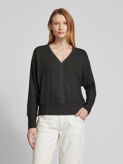Street One Sweter z dekoltem w serek Antracytowy 4