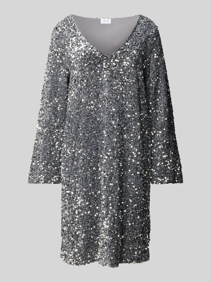 VILA Minikleid mit Paillettenbesatz Modell 'FAITH' Silber 2