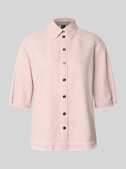 Jeansbluse mit Fransensaum und 1/2-Arm Shop The Look MANNEQUINE