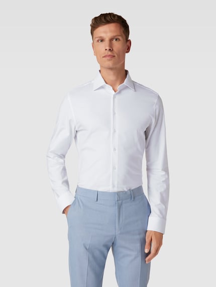 Seidensticker Slim Fit Business Hemd mit Kentkragen aus Feintwill Weiss 4