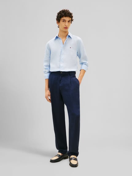 Tommy Hilfiger regular fit vrijetijdsoverhemd van puur linnen Lichtblauw - 1
