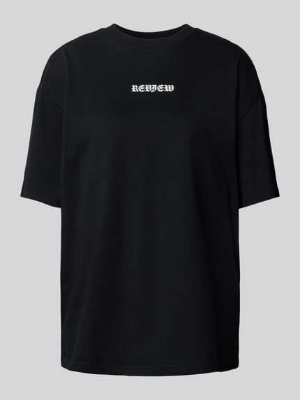 REVIEW Oversized T-Shirt mit Label-Print Black 2