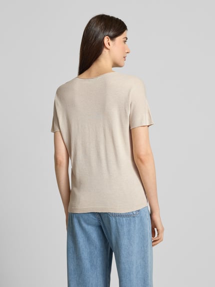 ZABAIONE T-Shirt mit V-Ausschnitt Beige 5