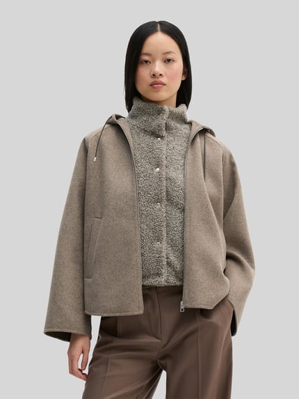 Marc O'Polo Relaxed Fit Kurzmantel mit Kapuze Taupe 4