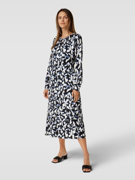 COMMA Midikleid mit Allover-Muster Black 1