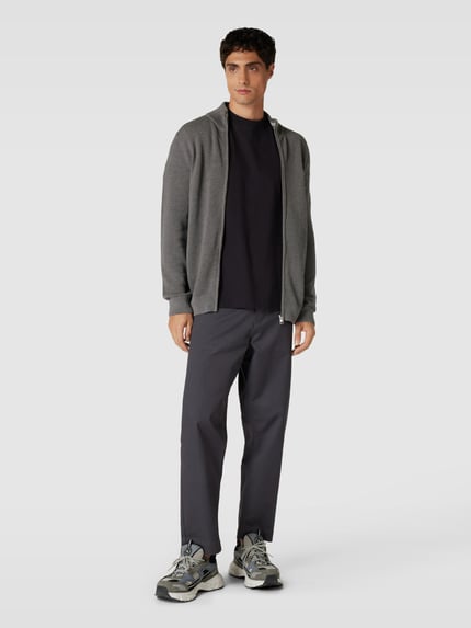 GANT Gebreid jack met labelstitching model 'PIQUE' Antraciet - 1