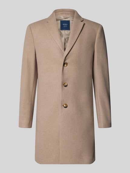 Produktfoto, Relaxed Fit Mantel aus reiner Baumwolle von MCNEAL in Beige, glatte Oberfläche, Knopfleiste, Reverskragen, für Herren