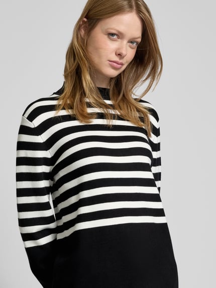 s.Oliver BLACK LABEL Comfort fit gebreide pullover van viscosemix met ronde hals Zwart - 3
