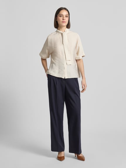 Marc O'Polo relaxed fit strikblouse van viscosemix Steengrijs - 1