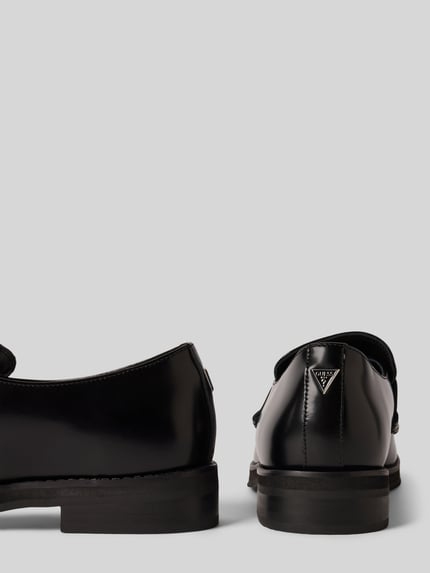 GUESS Loafers van leermix met logo-applicatie, model 'Bart' Zwart - 2