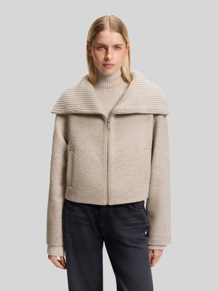 BOSS Loose Fit Hemdjacke aus reiner Schurwolle Modell 'Jolenya' Sand 4