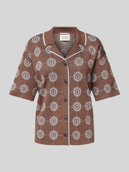 Scotch & Soda Bluzka z dzianiny o kroju regular fit z rękawem o dł. 1/2 Średniobrązowy 2