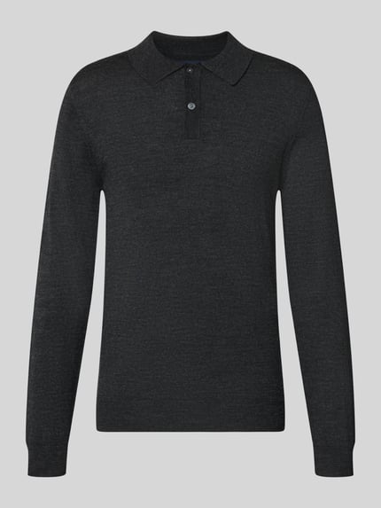 Christian Berg Men Regular Fit Poloshirt aus Woll-Mix Anthrazit Melange 2