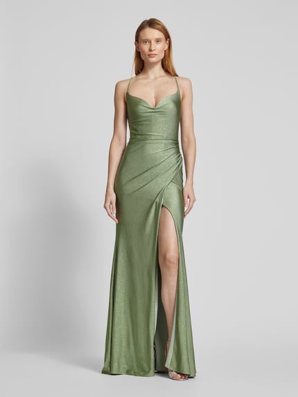 LUXUAR FASHION Sukienka wieczorowa z bocznym marszczeniem Jasnozielony 4