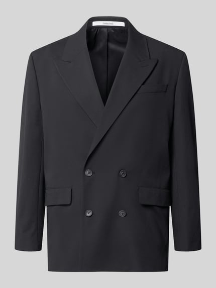 Produktfoto, schwarzes Relaxed Fit Sakko mit Viskose-Anteil Modell 'RELAXED-LIAM' von Selected, glatte Textur, klassische Form.