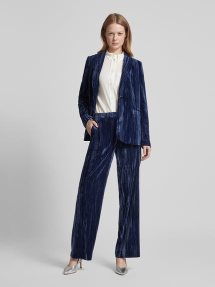s.Oliver BLACK LABEL High Rise Stoffhose aus Samt mit weitem Bein Marine 1