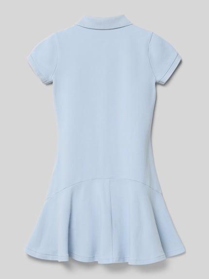 Produktfoto, Leicht ausgestelltes Polokleid aus Baumwoll-Mix von Polo Ralph Lauren Teens, Optik: Unifarben in Hellblau, Piqué-Textur, kurzarm, ohne Verschluss.