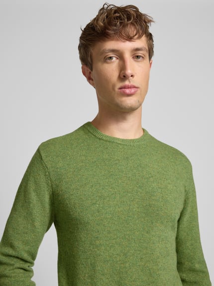 Blend Gebreide pullover met ribboorden, model 'BRANKO' Olijfgroen gemêleerd - 3