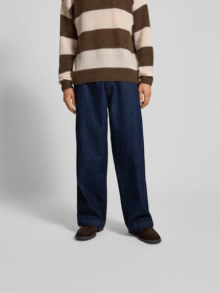 Officine Générale Wide Fit Jeans aus reiner Baumwolle Dunkelblau 4