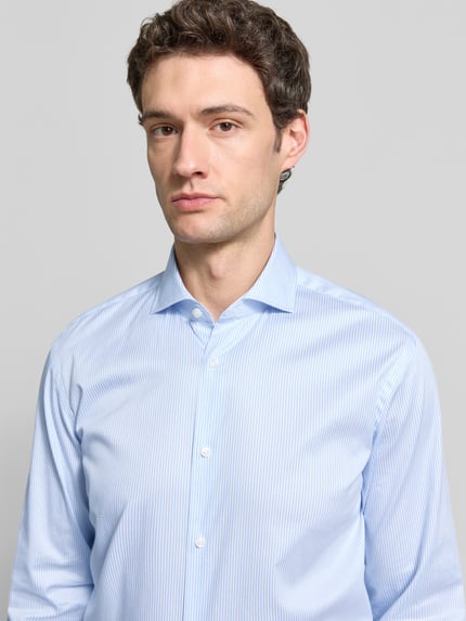 BOSS Regular fit zakelijk overhemd van katoenmix Bleu - 3