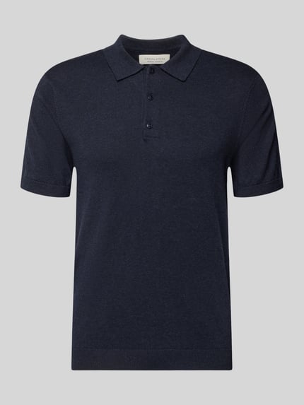 Productfoto, donkerblauw Regular Fit Poloshirt met knoopsluiting model 'BELLS' van Casual Friday, katoen-lyocellmix, gebreide textuur