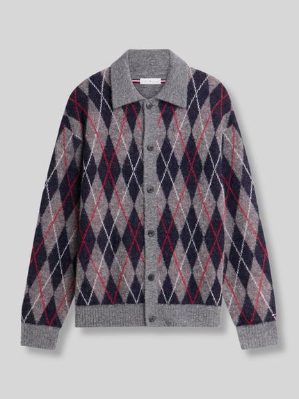 Tommy Hilfiger Strickjacke aus Alpaka mit Hemdkragen Dunkelgrau 2