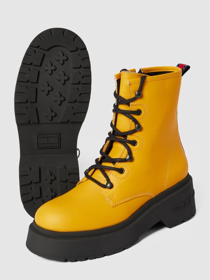 Tommy Jeans Veterboots met plateauzool, model 'CHUNK' Geel - 5