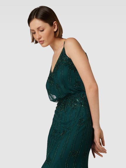 Lace & Beads Abendkleid mit Zierbesatz Dunkelgruen 3