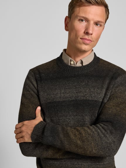 Christian Berg Men Sweter z dzianiny z okrągłym dekoltem Antracytowy 3