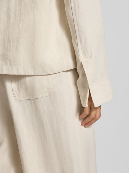 Marc O'Polo Regular fit overshirt in een mix van linnen en viscose Ecru - 3