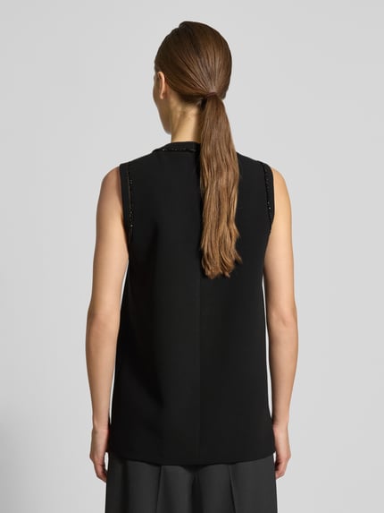 Max Mara Studio Regular fit blousetop met siersteentjes model 'MSTZAINO' Zwart - 5