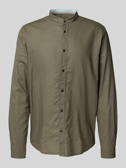 Tom Tailor Regular Fit Freizeithemd aus Leinen-Baumwoll-Mix Oliv 2