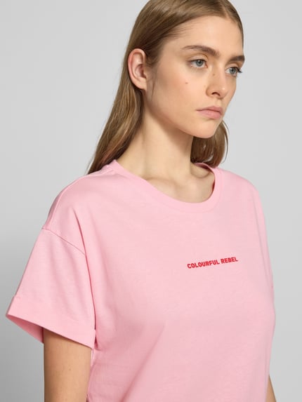 Colourful Rebel T-Shirt mit Label-Print Rosa 3