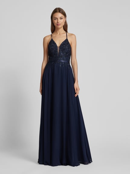VM by Vera Mont Abendkleid mit Häkelspitze Marine 4