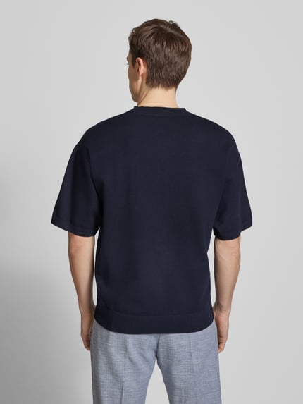 JACK & JONES Premium T-Shirt in Strick-Optik mit gerippten Abschlüssen Dunkelblau 5