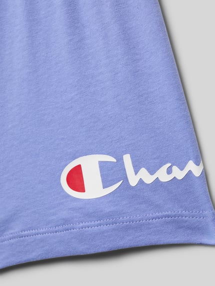 Champion Regular Fit Sweatshorts mit Label-Print Lavender 2
